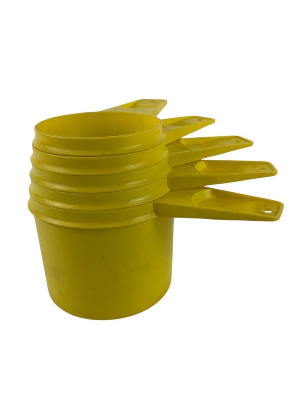 Vintage Tupperware Yellow Measuring Cups Set Of 5 Plastic USA 1/3 To 1 Cup